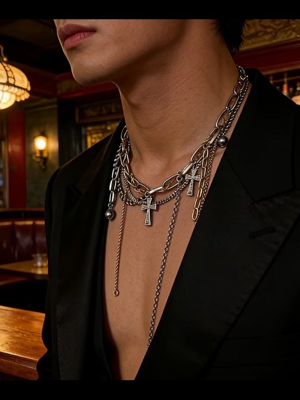 Affordable Fashion Finds Layered Cross Necklace with Crystal Accents